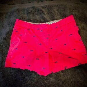 Cambridge Dry Goods Women's Size 12 Shark Print Shorts Pink with navy